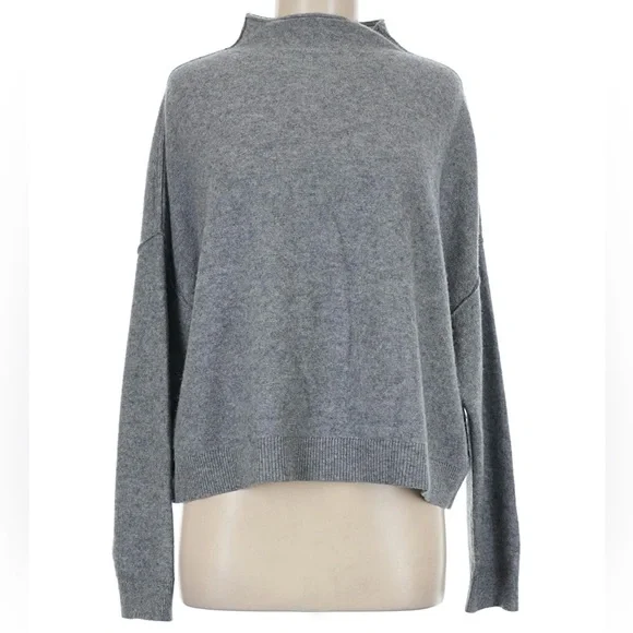 Pilcro Alani 100% Cashmere Mock-Neck Sweater Grey Medium - Picture 3 of 12